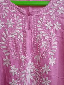 Pink Embroidered Kurti