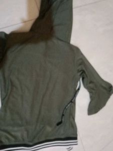 Olive Green Bell Sleeve Hoodie