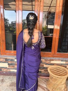 Elegant Navy Blue Embroidered Saree