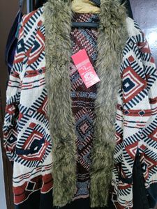 Boho Chic Faux Fur Cardigan