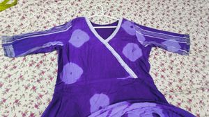 Custom Made Purple Cotton Anarkali Dress