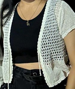 White Tie-up Crop Shrug 🤍