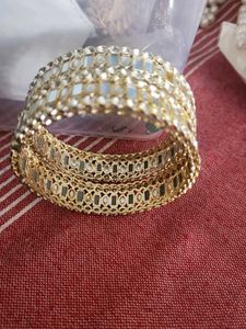 Sparkling Gold &amp; Crystal Bangles (Set of 2)