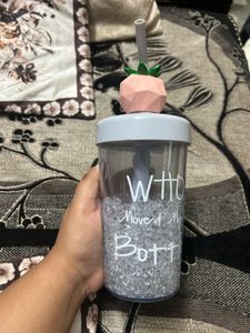 Cute Peach Top Plastic Tumbler with Straw