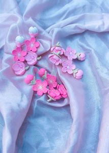 Korean Pink Flower Hair Clips 1 pair