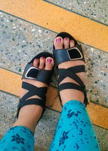 Black Straped Heels/ Wedges
