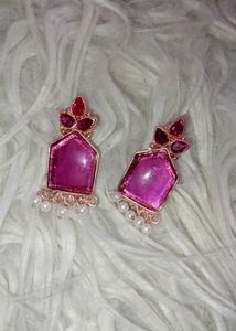 Pink Gem/Glass Earrings