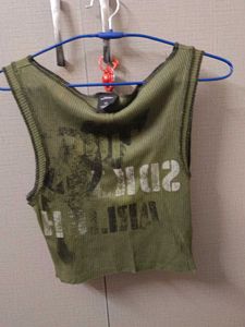 Olive Graphic Tank Top