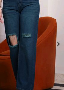 Shein High Rise Distressed Wash Jeans