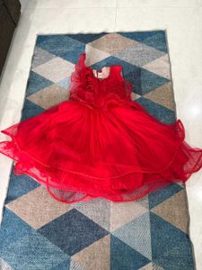 Vibrant Red Colour Dress For Girl