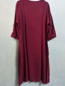 Maroon High-Low Kurti &amp; Printed Palazzo Two-Piece