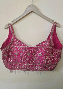 Hot Pink Embellished Crop Top/Blouse