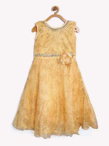 Gold Dress with Flower