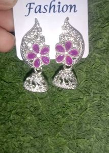 Purple Flower Jhumka