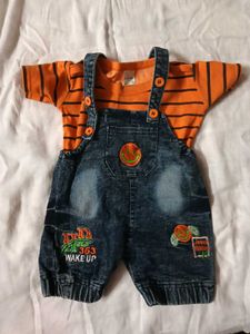 Cute Kids' Denim Overalls Set