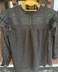 Black & Gold Polka Dot Top