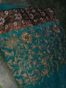 Cream Colour Half N Haf Saree..