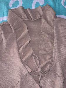 Tan Textured Wrap Top
