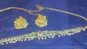 Cz Stone Hip Belt And Guttapusla Peacock Earrings