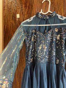 32 Bust Sequence Work Blue Ethnic Gown For Women
