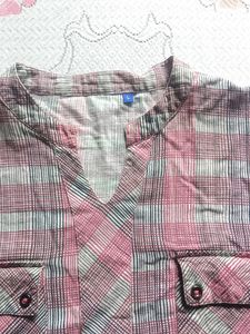 Mandarin collar Pink Checked Women Shirt