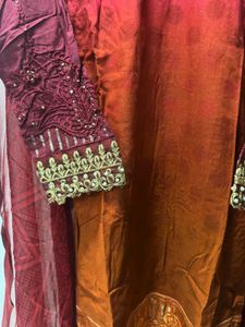 Gradient Red &amp; Orange Kurta Set