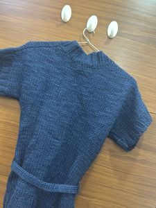 Blue Knit Tie Cardigan