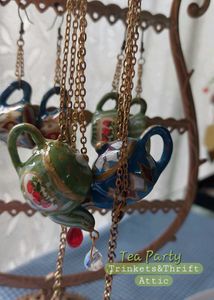 Handmade Teapot &amp; cup set Dangle Necklace/Earring