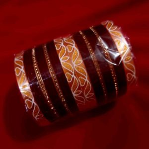 Elegant Brown &amp; Gold Bangle Set