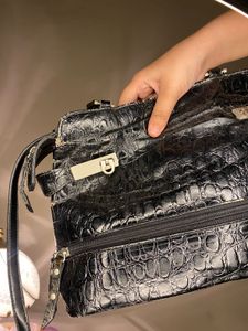 CROC Leather Black bag