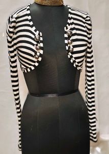 Tops For Rs.99/- Max Brand Black &amp; White Cardigan