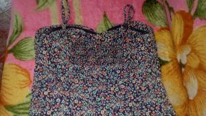 Express Blue Green Yellow Floral Cotton Spaghetti