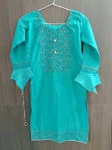 Teal Embellished Kurti 🧡✨