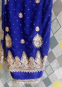 Royal Blue mirror work saree with blouse