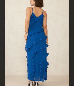 Ruffle Maxi Blue Dress