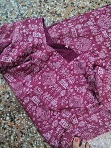 Maroon Printed Kurta Set