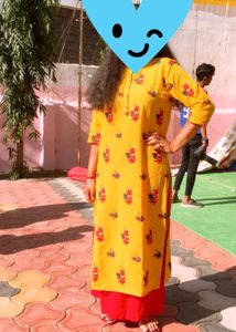 Yellow Printed Kurta
