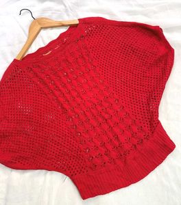 Pinterest Oversized Crochet Red Top D
