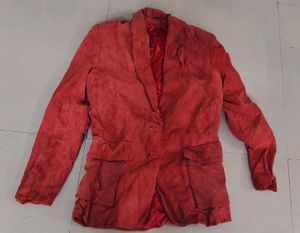 Red Suede Blazer/ coat women for winter/formal