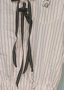 Striped Tie Neck Dress