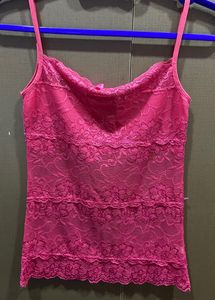 Pink Sheer Lace Camisole