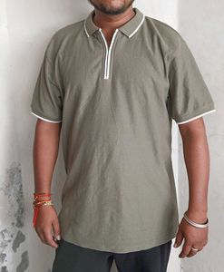 Men’s Olive Zipper Polo TShirt– Premium Collection