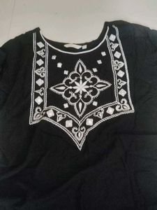 Embroidered Black Top