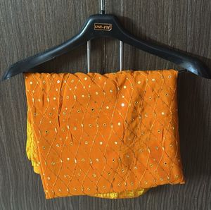 Orange Sequin Saree with Blouse