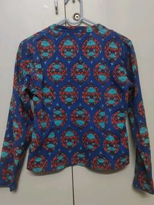Ethnic Patterned Button-Down Jacket