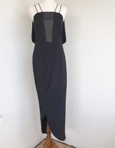 Black Sheer-Panel Cocktail Dress