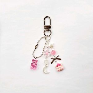 Pinterest Pink Bear Charm Keychain
