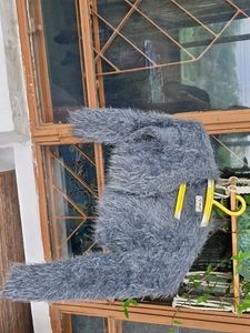 Fuzzy Gray Woolen Blouse