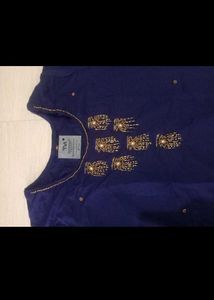 Blue Embroidered Kurta, Duppata &amp; Plazzo Pair