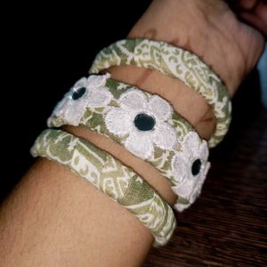 Olive Flower Bangles 🥀